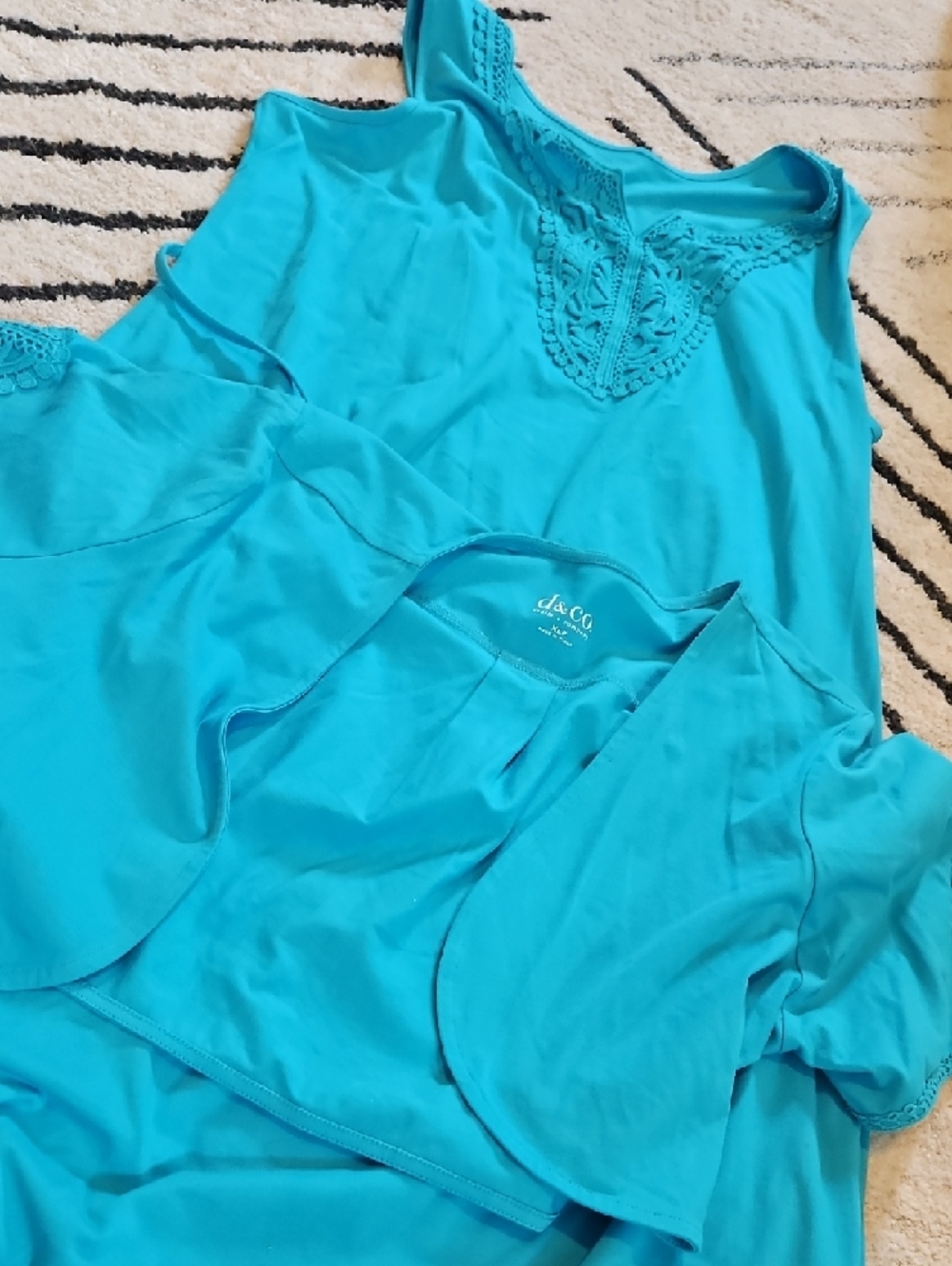 d&co. Turquoise Sleeveless Tank Dress With Cover Top - Picture 6 of 7